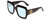 Profile View of GUCCI GG0053S Designer Blue Light Blocking Eyeglasses in Gloss Black Gold Logo Ladies Oversized Full Rim Acetate 54 mm