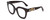 Profile View of GUCCI GG0208S Designer Blue Light Blocking Eyeglasses in Gloss Black Gold Logo Silver Star Ladies Cateye Full Rim Acetate 49 mm