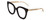 Profile View of GUCCI GG0564S Designer Reading Eye Glasses with Custom Cut Powered Lenses in Gloss Black Crystal Gold Ladies Cateye Full Rim Acetate 51 mm