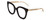 Profile View of GUCCI GG0564S Designer Blue Light Blocking Eyeglasses in Gloss Black Crystal Gold Ladies Cateye Full Rim Acetate 51 mm