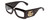 Profile View of GUCCI GG0811S Designer Reading Eye Glasses with Custom Cut Powered Lenses in Gloss Black Gold Logo Ladies Rectangle Full Rim Acetate 53 mm
