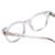 Close Up View of Ernest Hemingway H4901 Designer Reading Eye Glasses with Custom Cut Powered Lenses in Clear Crystal/Silver Glitter Accent Ladies Cateye Full Rim Acetate 51 mm