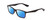 Profile View of Ernest Hemingway H4857 Designer Polarized Sunglasses with Custom Cut Blue Mirror Lenses in Matte Black Unisex Cateye Full Rim Acetate 56 mm