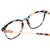 Close Up View of Ernest Hemingway H4859 Designer Reading Eye Glasses with Custom Cut Powered Lenses in Blue Rose Plum Yellow Tortoise Havana Silver Ladies Cateye Full Rim Acetate 50 mm