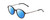 Profile View of Ernest Hemingway H4855 Designer Polarized Sunglasses with Custom Cut Blue Mirror Lenses in Gloss Black Gun Metal/Striped White Green Tips Unisex Round Full Rim Acetate 48 mm