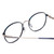 Close Up View of Ernest Hemingway H4853 Designer Bi-Focal Prescription Rx Eyeglasses in Metallic Blue Patterened Silver Multi-Colored Tips Unisex Round Full Rim Stainless Steel 51 mm