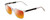 Profile View of Ernest Hemingway H4823 Designer Polarized Sunglasses with Custom Cut Red Mirror Lenses in Clear Crystal/Matte Black Unisex Square Full Rim Acetate 53 mm