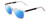 Profile View of Ernest Hemingway H4823 Designer Polarized Reading Sunglasses with Custom Cut Powered Blue Mirror Lenses in Clear Crystal/Matte Black Unisex Square Full Rim Acetate 53 mm
