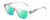 Profile View of Kendall+Kylie KK5131CE BLAKE Designer Polarized Reading Sunglasses with Custom Cut Powered Green Mirror Lenses in Clear Crystal Teal Ladies Rectangular Full Rim Acetate 54 mm