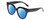 Profile View of Kendall+Kylie KK5149CE JAMIE Designer Polarized Reading Sunglasses with Custom Cut Powered Blue Mirror Lenses in Gloss Black Ladies Round Full Rim Acetate 51 mm