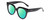 Profile View of Kendall+Kylie KK5149CE JAMIE Designer Polarized Reading Sunglasses with Custom Cut Powered Green Mirror Lenses in Gloss Black Ladies Round Full Rim Acetate 51 mm