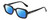 Profile View of Kendall+Kylie KK5152CE GINGER Designer Polarized Reading Sunglasses with Custom Cut Powered Blue Mirror Lenses in Gloss Black Ladies Hexagonal Full Rim Acetate 50 mm