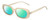 Profile View of Kendall+Kylie KK5153CE VANESSA Designer Polarized Reading Sunglasses with Custom Cut Powered Green Mirror Lenses in Milky Beige Crystal Ladies Oval Full Rim Acetate 54 mm