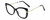 Profile View of Kendall+Kylie KK5156CE FRANNIE Designer Reading Eye Glasses with Custom Cut Powered Lenses in Gloss Black Gold Ladies Cat Eye Full Rim Acetate 52 mm