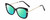 Profile View of Kendall+Kylie KK5156CE FRANNIE Designer Polarized Reading Sunglasses with Custom Cut Powered Green Mirror Lenses in Gloss Black Gold Ladies Cat Eye Full Rim Acetate 52 mm