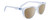 Profile View of SPY Optics Bewilder Designer Polarized Reading Sunglasses with Custom Cut Powered Amber Brown Lenses in Light Blue Clear Crystal Unisex Panthos Full Rim Acetate 54 mm