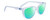 Profile View of SPY Optics Bewilder Designer Polarized Reading Sunglasses with Custom Cut Powered Green Mirror Lenses in Light Blue Clear Crystal Unisex Panthos Full Rim Acetate 54 mm
