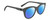Profile View of SPY Optics Boundless Designer Polarized Sunglasses with Custom Cut Blue Mirror Lenses in Matte Gunmetal Grey Unisex Cat Eye Full Rim Acetate 53 mm