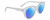 Profile View of SPY Optics Boundless  Designer Polarized Sunglasses with Custom Cut Blue Mirror Lenses in Matte Clear Crystal Unisex Cat Eye Full Rim Acetate 53 mm