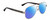 Profile View of Gucci GG0528S Designer Polarized Reading Sunglasses with Custom Cut Powered Blue Mirror Lenses in Ruthenium Silver Black Crystal Unisex Pilot Full Rim Metal 63 mm