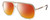 Profile View of Gucci GG0200S Designer Polarized Sunglasses with Custom Cut Red Mirror Lenses in Yellow Gold Mens Pilot Full Rim Acetate 57 mm