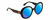 Profile View of Gucci GG0712S Designer Polarized Sunglasses with Custom Cut Blue Mirror Lenses in Gloss Black Red Gold Ladies Round Full Rim Acetate 55 mm