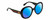 Profile View of Gucci GG0712S Designer Polarized Reading Sunglasses with Custom Cut Powered Blue Mirror Lenses in Gloss Black Red Gold Ladies Round Full Rim Acetate 55 mm