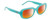 Profile View of Guess GU8250 Designer Polarized Sunglasses with Custom Cut Red Mirror Lenses in Gloss Turquoise Blue Ladies Oval Full Rim Acetate 54 mm