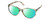 Profile View of Skechers SE6059 Designer Polarized Reading Sunglasses with Custom Cut Powered Green Mirror Lenses in Clear Yellow Grey Smoke Crystal Ladies Cat Eye Full Rim Acetate 57 mm