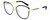 Profile View of Gucci GG0589SK Designer Single Vision Prescription Rx Eyeglasses in Black Gold Ladies Cat Eye Full Rim Metal 57 mm