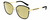Profile View of Gucci GG0589SK Designer Polarized Reading Sunglasses with Custom Cut Powered Sun Flower Yellow Lenses in Black Gold Ladies Cat Eye Full Rim Metal 57 mm