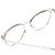 Close Up View of Book Club Dutiful Scammed Designer Single Vision Prescription Rx Eyeglasses in Gloss Silver Ladies Cat Eye Full Rim Metal 55 mm