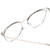 Close Up View of Book Club Dutiful Scammed Designer Progressive Lens Prescription Rx Eyeglasses in Gloss Silver Ladies Cat Eye Full Rim Metal 55 mm