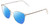 Profile View of Book Club Dutiful Scammed Designer Polarized Sunglasses with Custom Cut Blue Mirror Lenses in Gloss Silver Ladies Cat Eye Full Rim Metal 55 mm