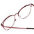 Close Up View of Book Club Dutiful Scammed Designer Reading Eye Glasses with Custom Cut Powered Lenses in Wine Satin Red Ladies Cat Eye Full Rim Metal 55 mm