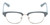 Front View of Book Club One Drew Over English Test Designer Reading Eye Glasses with Custom Cut Powered Lenses in Sky Blue Silver Unisex Oval Full Rim Metal 52 mm
