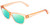 Profile View of Book Club Tail of Two Kitties Designer Polarized Reading Sunglasses with Custom Cut Powered Green Mirror Lenses in Sherbert Crystal Peach Orange Ladies Cat Eye Full Rim Acetate 53 mm