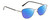 Profile View of Calvin Klein CK20305 Designer Polarized Sunglasses with Custom Cut Blue Mirror Lenses in Satin Black Gunmetal Ladies Cat Eye Full Rim Metal 53 mm