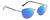 Profile View of Calvin Klein CK20305 Designer Polarized Reading Sunglasses with Custom Cut Powered Blue Mirror Lenses in Satin Black Gunmetal Ladies Cat Eye Full Rim Metal 53 mm