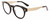 Profile View of Calvin Klein CK21527S Designer Reading Eye Glasses in Gloss Black Gold Unisex Round Full Rim Acetate 50 mm