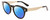 Profile View of Calvin Klein CK21527S Designer Polarized Sunglasses with Custom Cut Blue Mirror Lenses in Gloss Black Gold Unisex Round Full Rim Acetate 50 mm