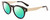 Profile View of Calvin Klein CK21527S Designer Polarized Reading Sunglasses with Custom Cut Powered Green Mirror Lenses in Gloss Black Gold Unisex Round Full Rim Acetate 50 mm