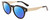 Profile View of Calvin Klein CK21527S Designer Polarized Reading Sunglasses with Custom Cut Powered Blue Mirror Lenses in Gloss Black Gold Unisex Round Full Rim Acetate 50 mm