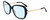 Profile View of Calvin Klein CK21704S Designer Blue Light Blocking Eyeglasses in Gloss Black Gold Ladies Butterfly Full Rim Acetate 56 mm