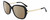 Profile View of Calvin Klein CK21704S Designer Polarized Sunglasses with Custom Cut Amber Brown Lenses in Gloss Black Gold Ladies Butterfly Full Rim Acetate 56 mm