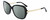 Profile View of Calvin Klein CK21704S Designer Polarized Reading Sunglasses with Custom Cut Powered Smoke Grey Lenses in Gloss Black Gold Ladies Butterfly Full Rim Acetate 56 mm