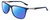 Profile View of Columbia C553S Designer Polarized Sunglasses with Custom Cut Blue Mirror Lenses in Matte Navy Blue Silver Unisex Rectangular Full Rim Acetate 62 mm