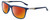 Profile View of Columbia C553S Designer Polarized Sunglasses with Custom Cut Red Mirror Lenses in Matte Navy Blue Silver Unisex Rectangular Full Rim Acetate 62 mm