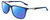 Profile View of Columbia C553S Designer Polarized Reading Sunglasses with Custom Cut Powered Blue Mirror Lenses in Matte Navy Blue Silver Unisex Rectangular Full Rim Acetate 62 mm