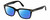 Profile View of Tom Ford CALIBER FT5304-001 Designer Polarized Reading Sunglasses with Custom Cut Powered Blue Mirror Lenses in Gloss Black Gold Unisex Square Full Rim Acetate 54 mm